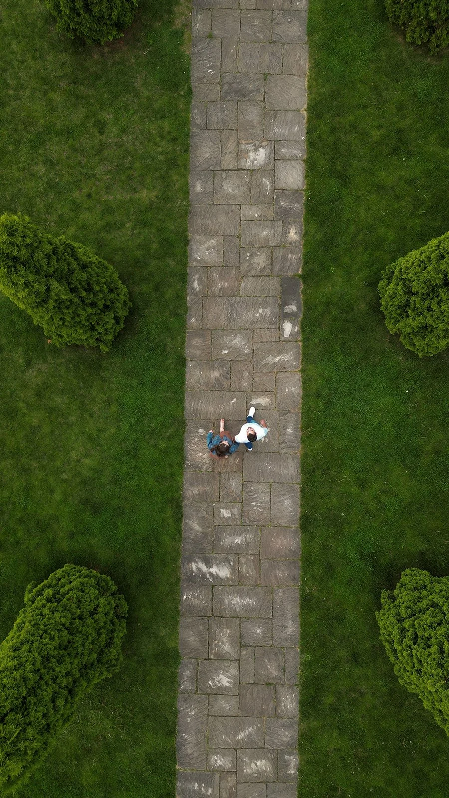Drone angle og couple walking  Ontario Engagement  Fedora Media.jpg