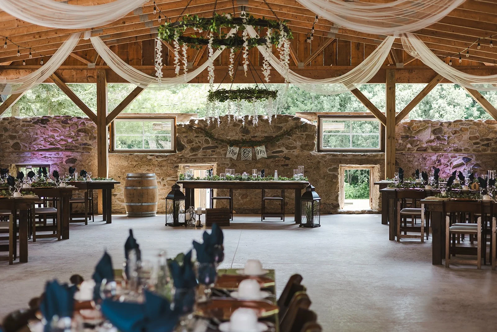 Wedding reception boho design with head table  CJ Country events  Guelph, ON  Fedora Media.jpg