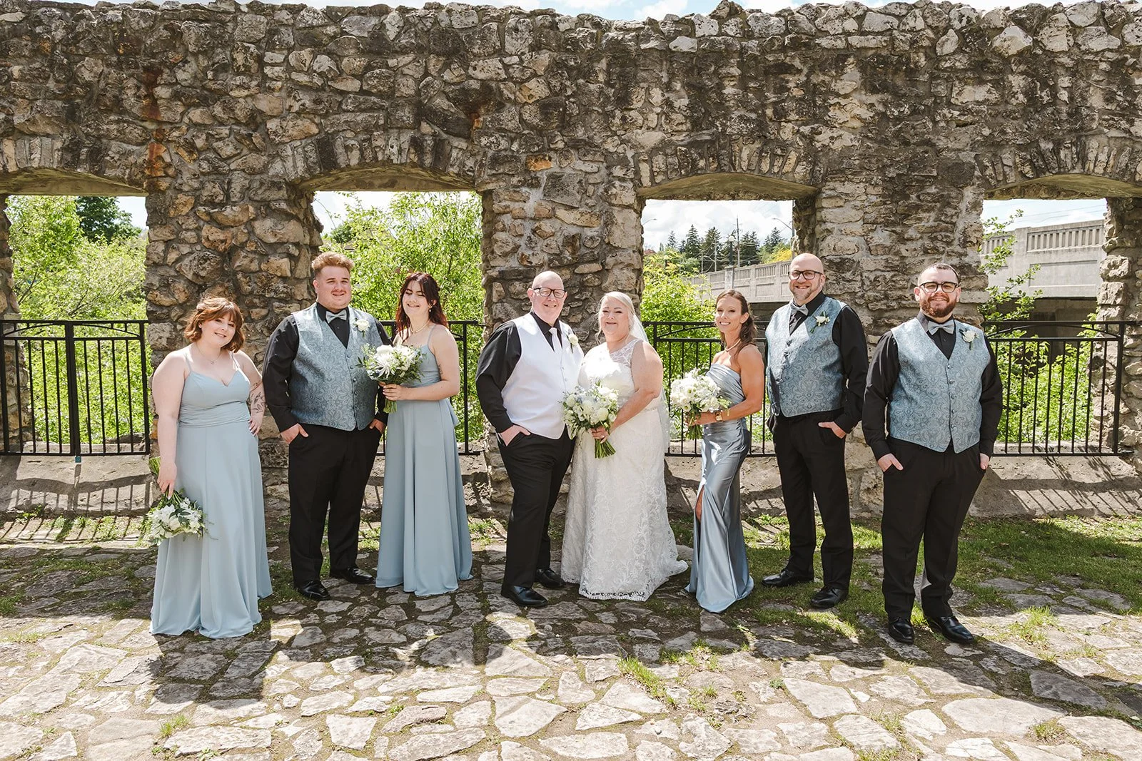 Full wedding party portait  Cambridge Hotel  Cambridge, ON  Fedora Media.jpg