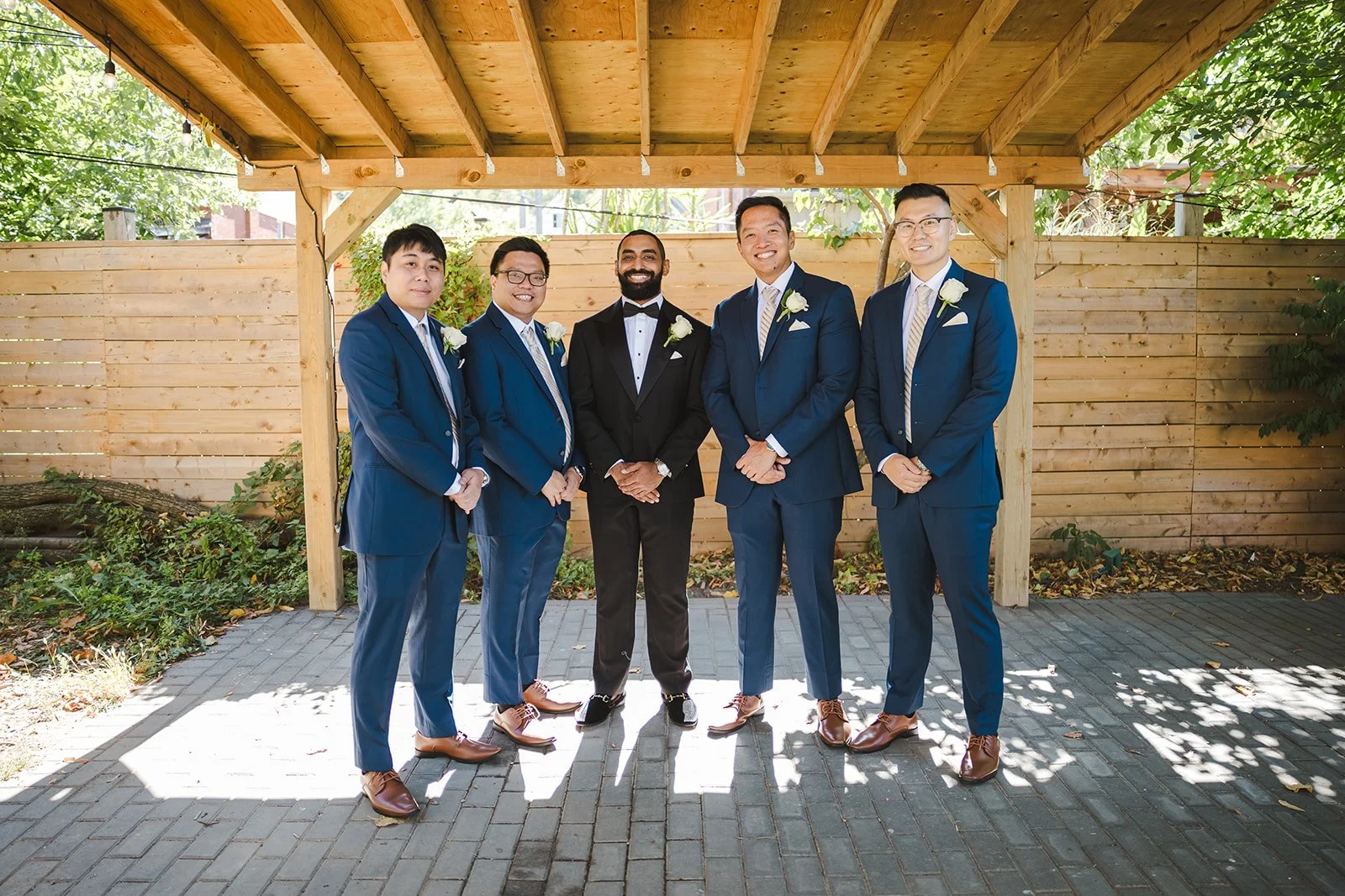 Groom with groomsmen on wedding day  Hamilton, ON  Royal Hamilton Yacht Club  Fedora Media .jpg