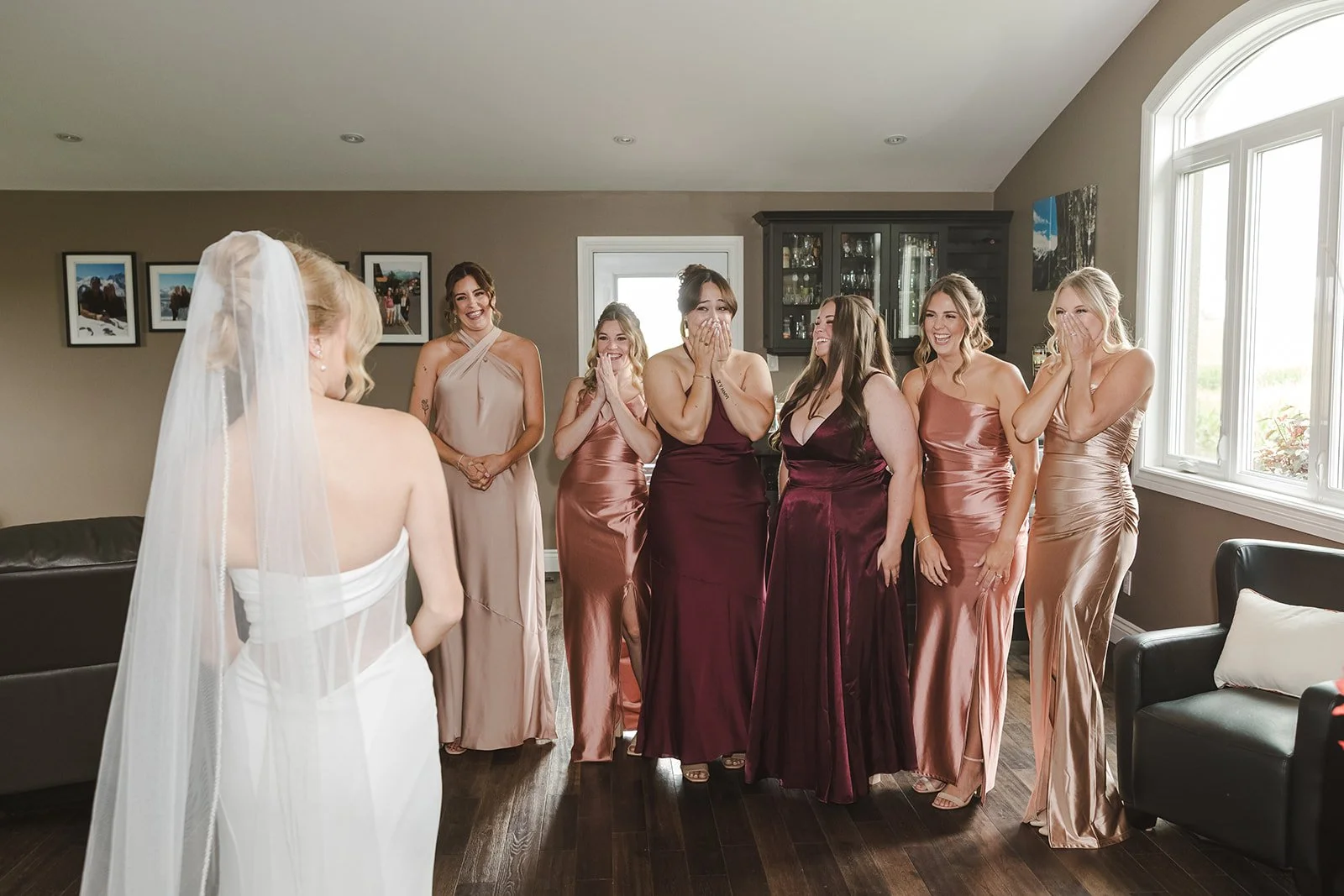 Bridemaids reaction to first look with bride  Straford, ON  Fedora Media.jpg