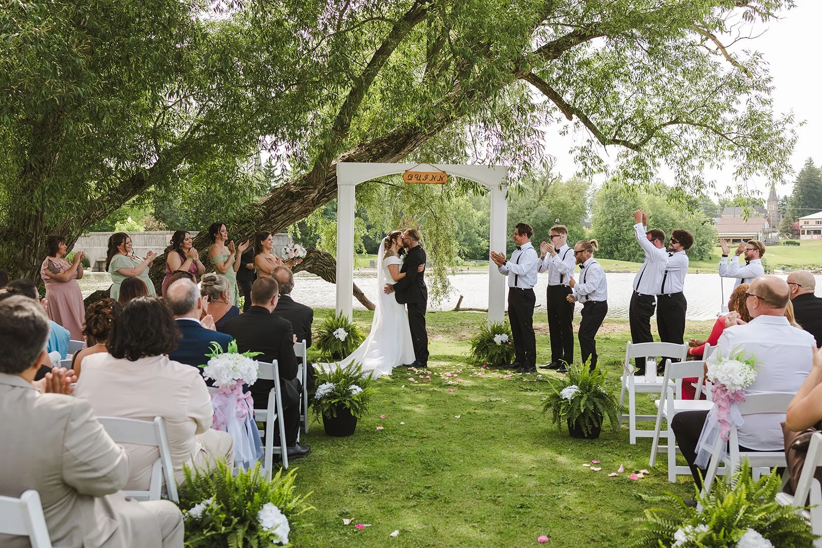 Bride and groom first kiss  Puddicombe House  New Hamberg, ON  Fedora Media.jpg
