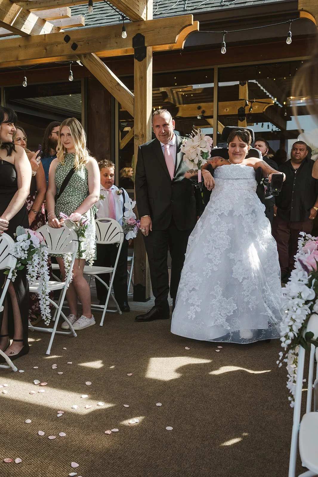 Bride walking up aisle with dad  Pine Valley Chalet  Kitchener, ON  Fedora Media.jpg