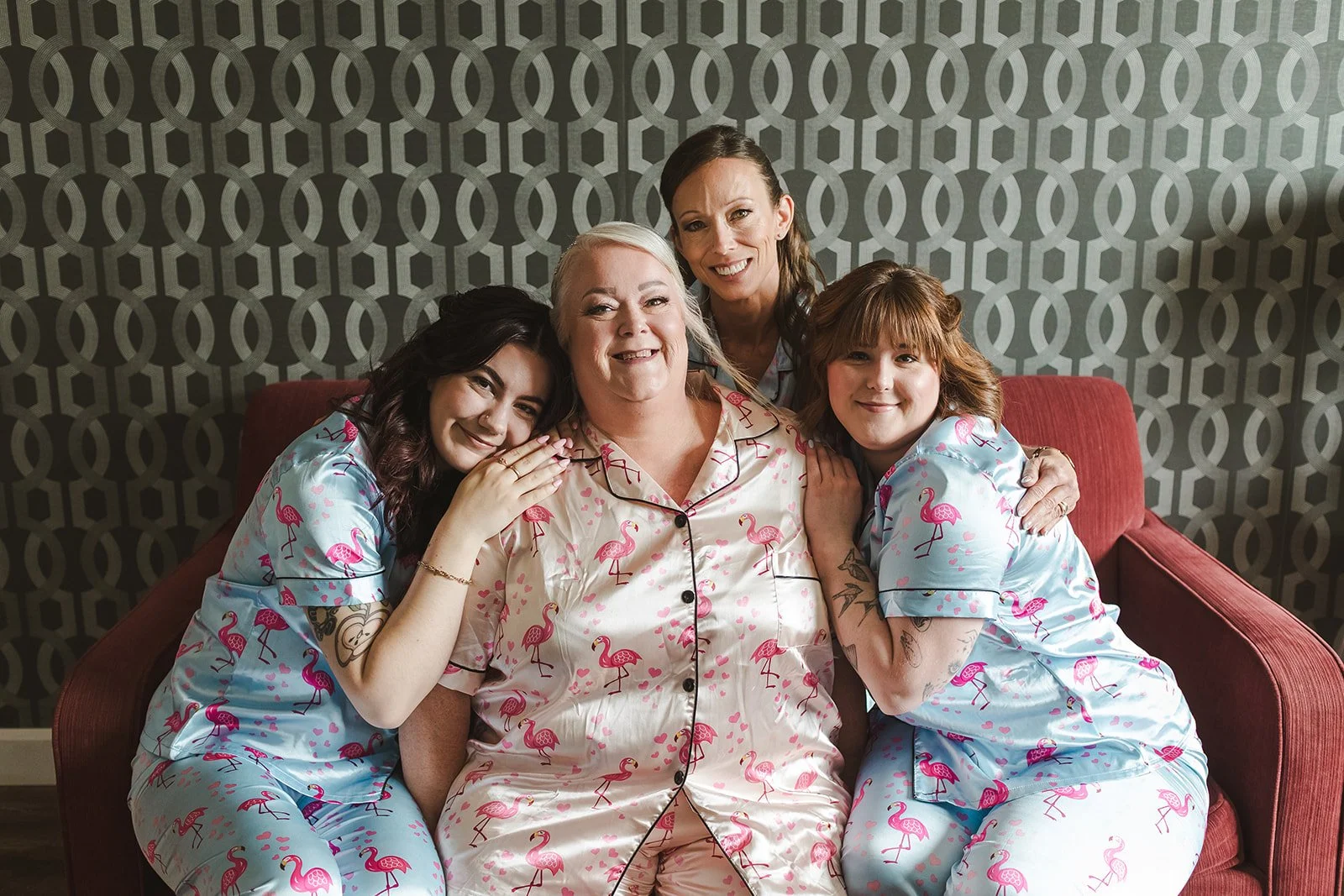 Bride and Bridesmaids in getting ready outfits  Cambridge Hotel  Cambridge, ON  Fedora Media.jpg