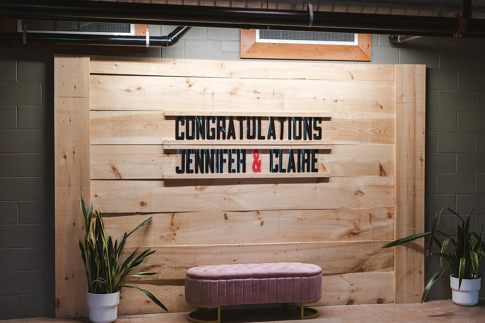 Wedding congratulations sign  Pine Valley Chalet  Kitchener, ON  Fedora Media.jpg