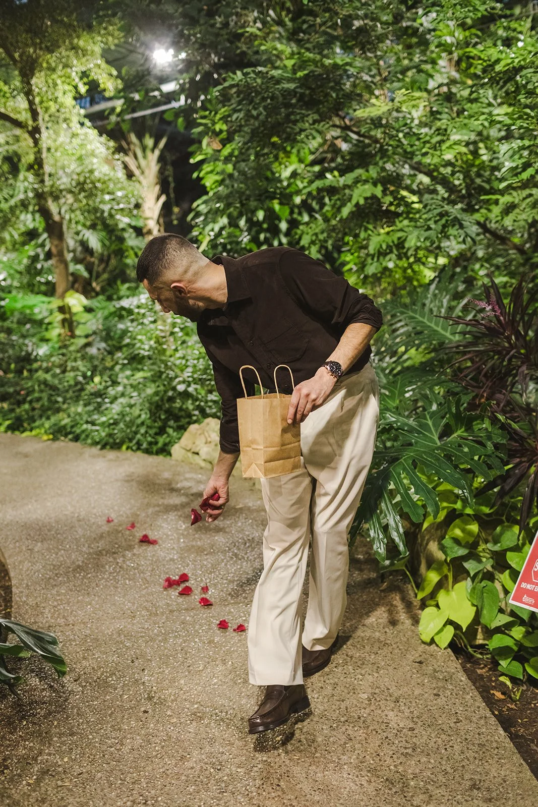 Man scattering rose petals  Proposal  Cambridge Butterfly Conservatory  Cambridge, ON  Fedora Media.jpg