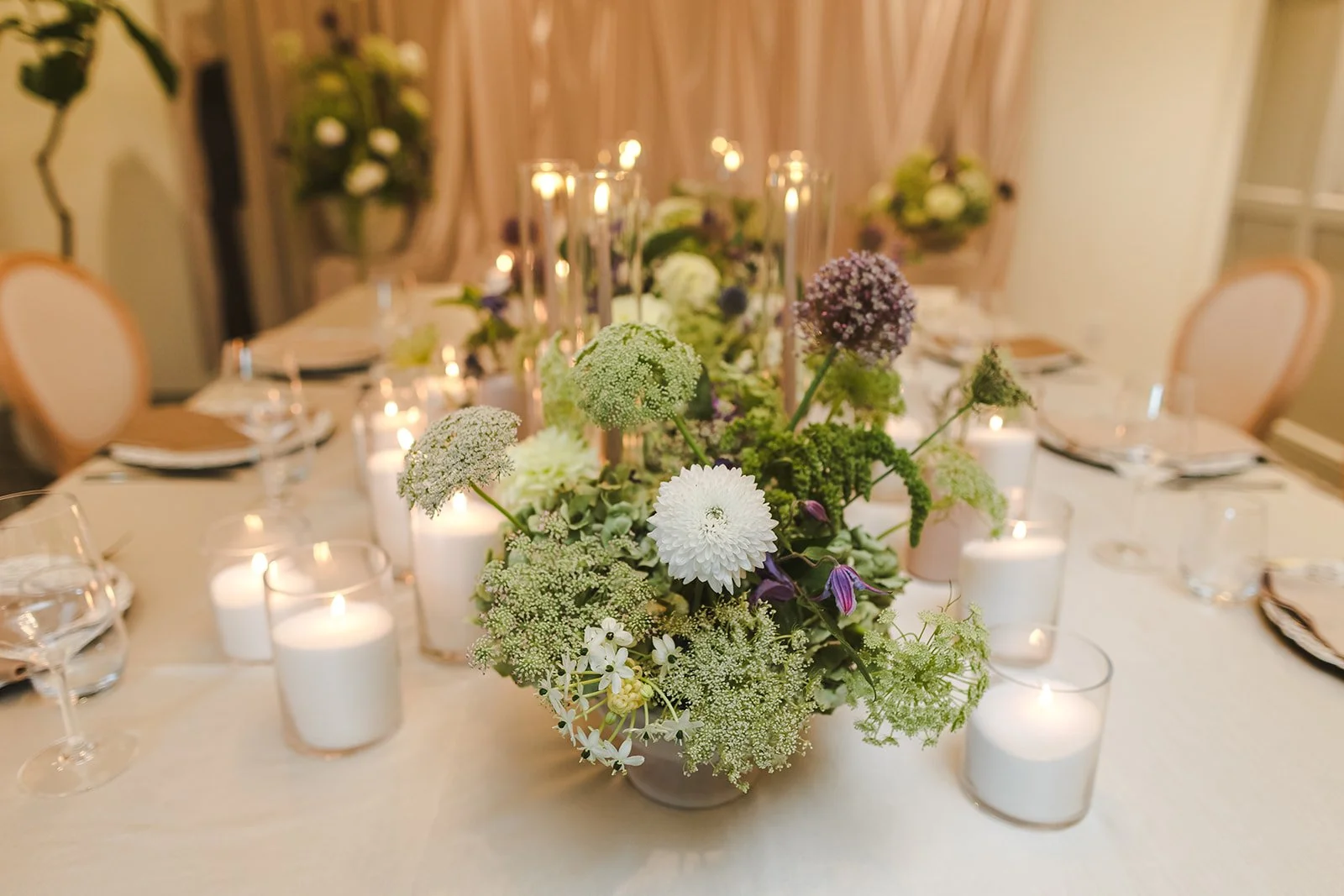 Purple and green floral centerpiece  Urban Jungle  Black Shop Restaurant  Cambridge, ON  Fedora Media.jpg