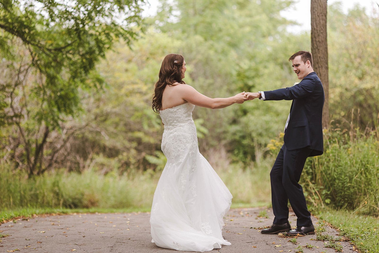 Bride and groom dancing in forest  Carmen's Hotel  Hamilton, ON  Fedora Media.jpg