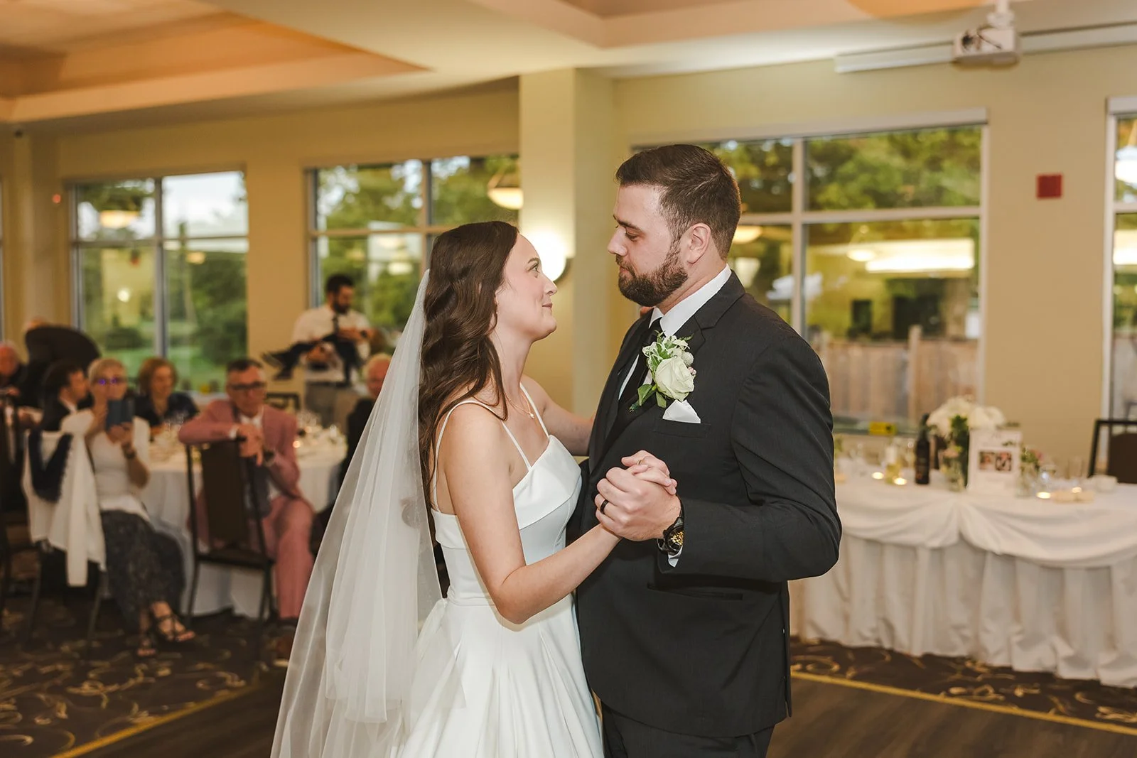 Bride and groom share moment during first dance Century Pines  Fedora Media .jpg