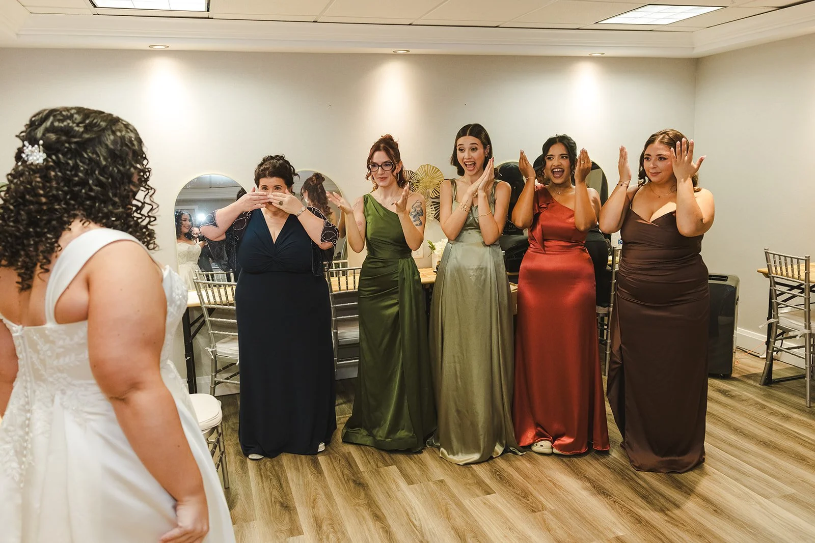 Bride first look with bridesmaids  Cambridge Butterfly Conservatory  Cambridge, ON  Fedora Media.jpg