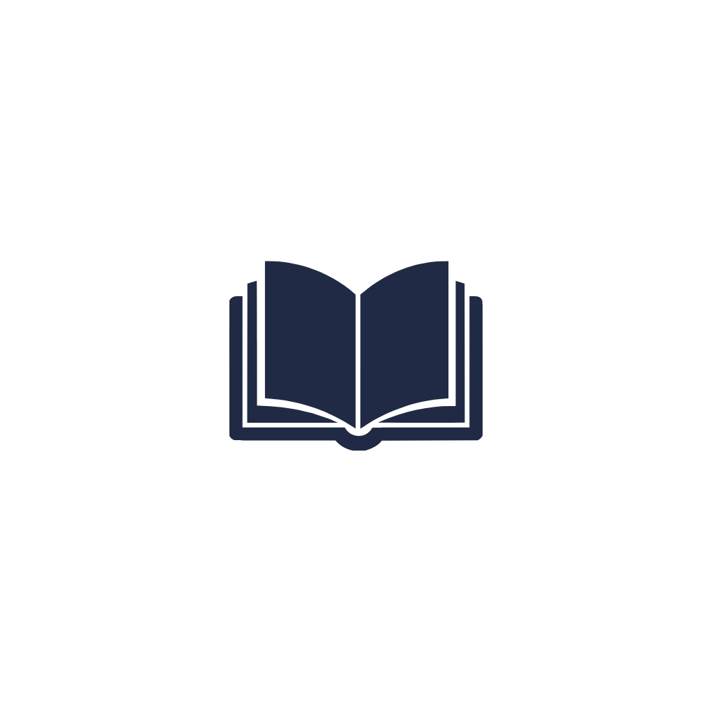 Icon of an open book inside a white circle.