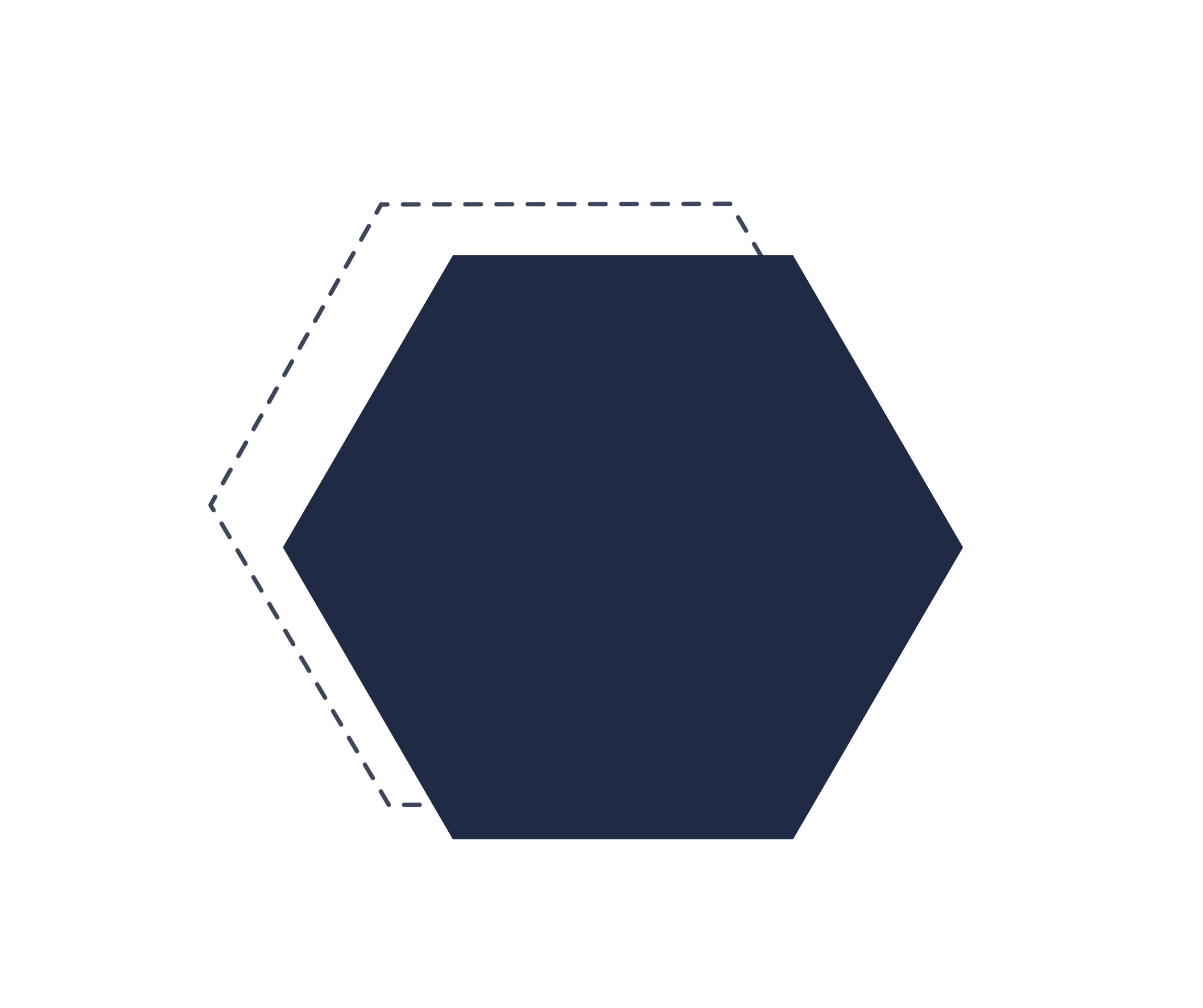 Illustration of a 3D cube with a dark blue face in the center and dashed lines representing its edges, set against a black background.