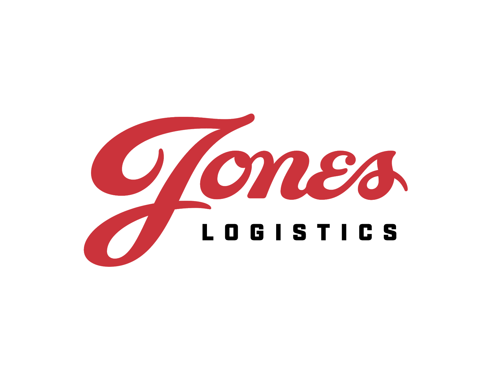 Jones Logistics logo written in red cursive script.