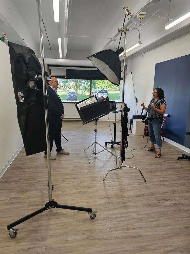 behind the scenes of a headshot photo shoot