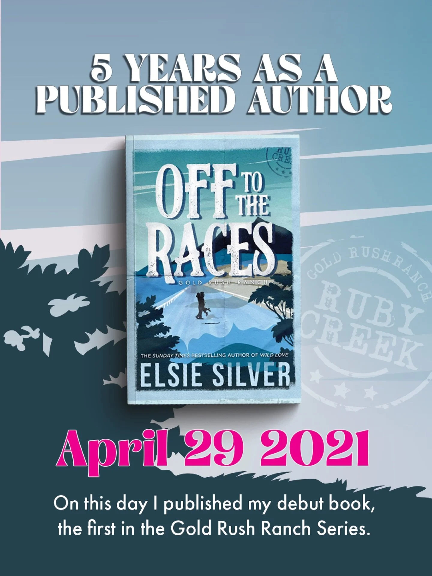 ✨ 5 years as a published author. ✨

Yesterday was the &lsquo;Off to the Races&rsquo; Anniversary but as it was my debut, it also marks the start of my publishing journey, and what a ride it&rsquo;s been! 
I&rsquo;ve been publishing books pretty stead