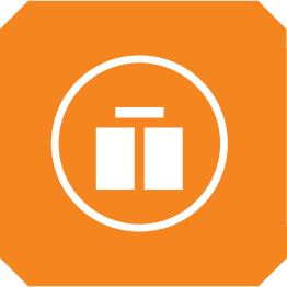 Ícono simple de equipaje con fondo naranja.