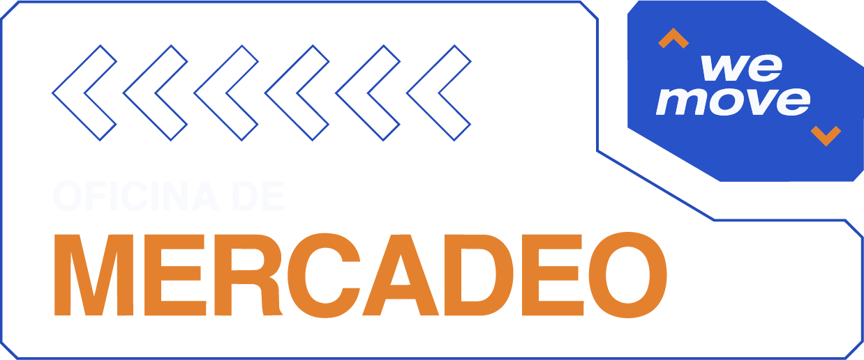 Cartel que dice 'Oficina de Mercadeo' con el logo 'we move' en la esquina superior derecha.