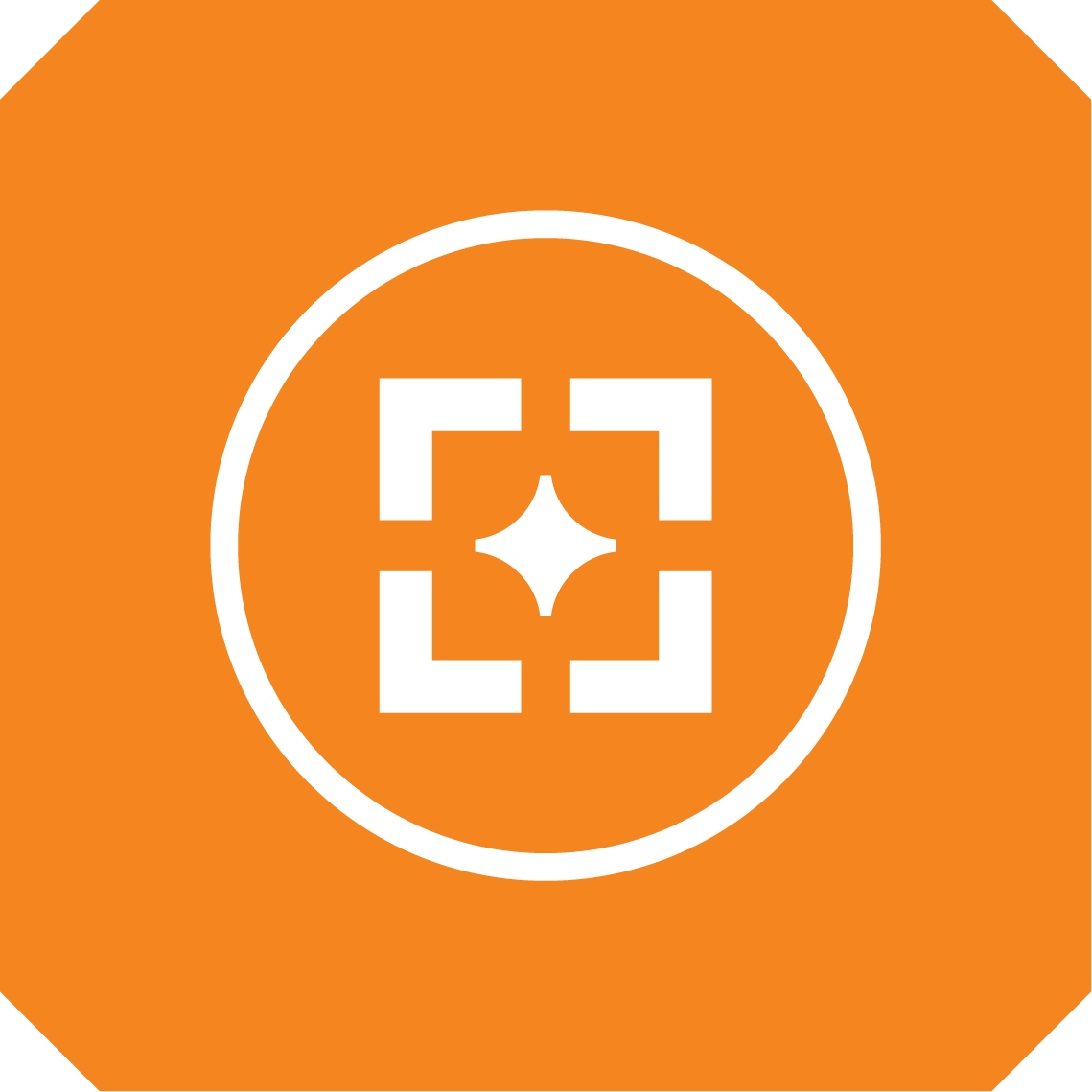 Símbolo de escaneo de código QR en fondo naranja