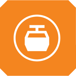 Icono de una olla de fondue en fondo naranja