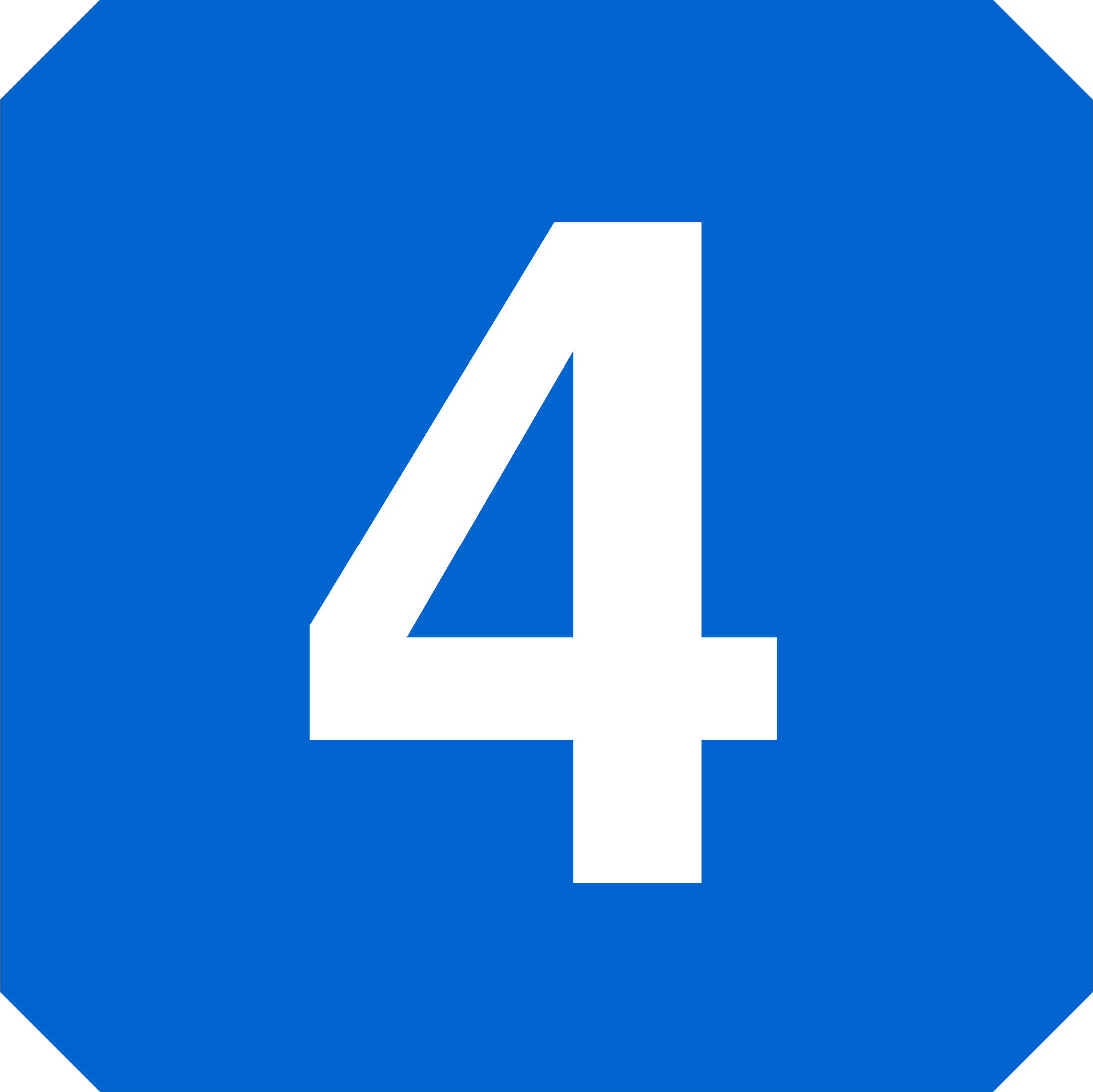 Número 4 en un fondo azul con esquinas redondeadas.