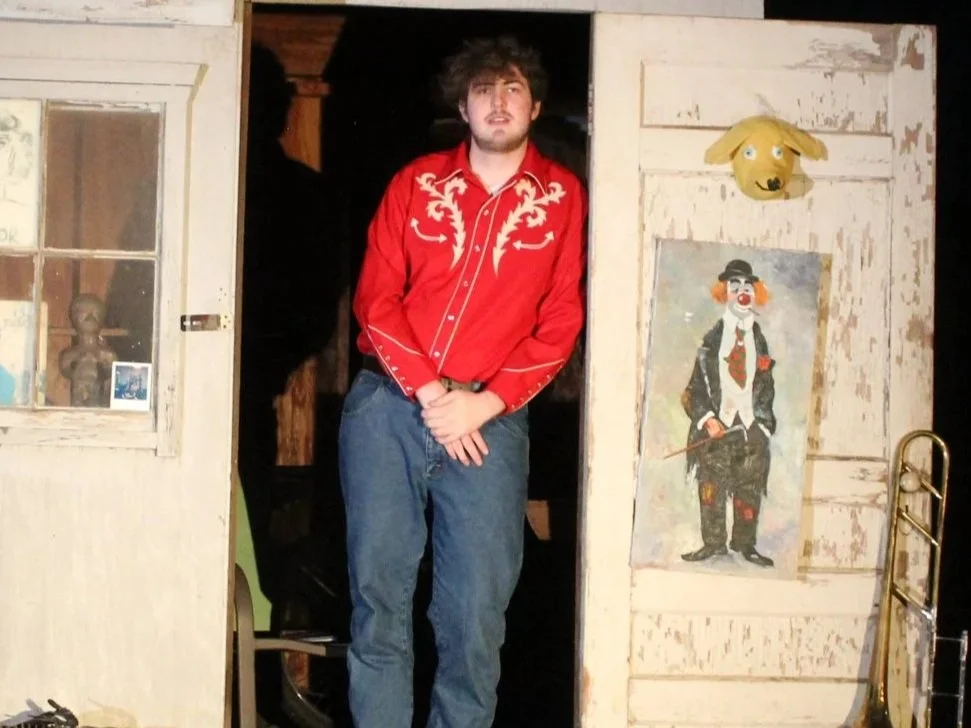 Cole Chaney leaning on the other side of the shed (February 2026). Photo credit to Rania Geraghty. | Denton's premiere cosmic country band. 'Cosmic American Music' available on all streaming platforms. LPs/CDs. Flying since 2024!