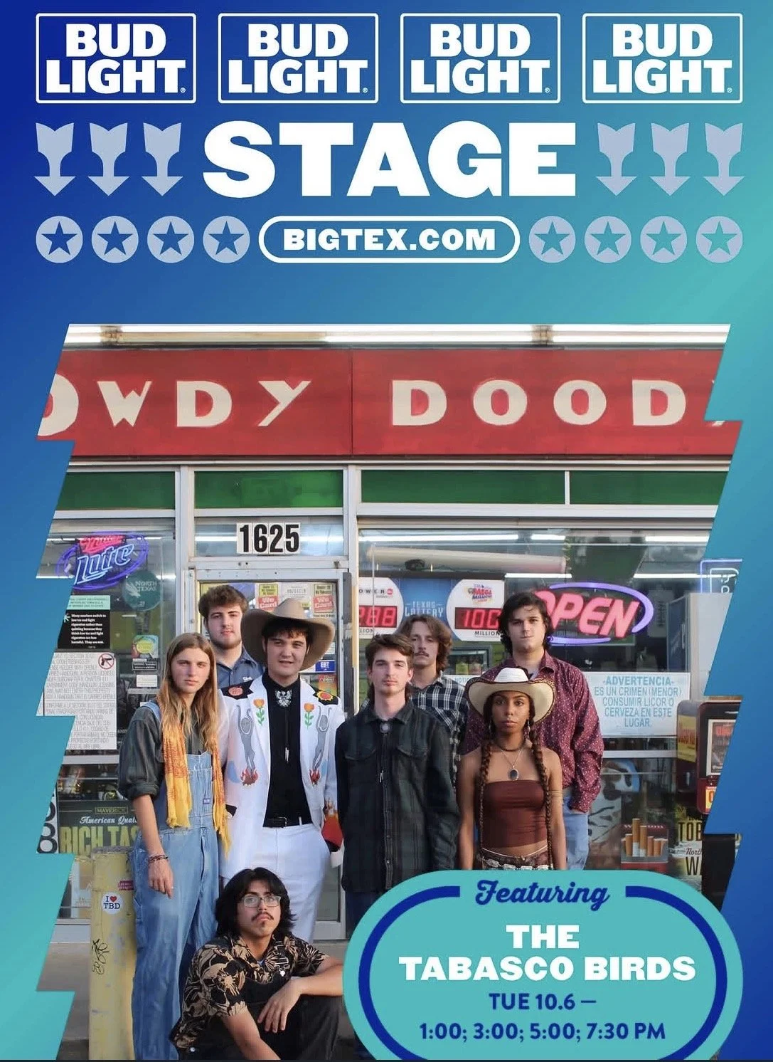 Tabasco Birds perform at State Fair of Texas, Bud Light State - Tuesday, October 06 | Denton's premiere cosmic country band. Flying since 2024!
