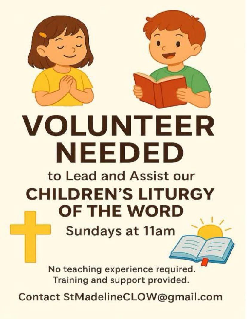 Volunteer Needed For Children’s Liturgy Of The Word