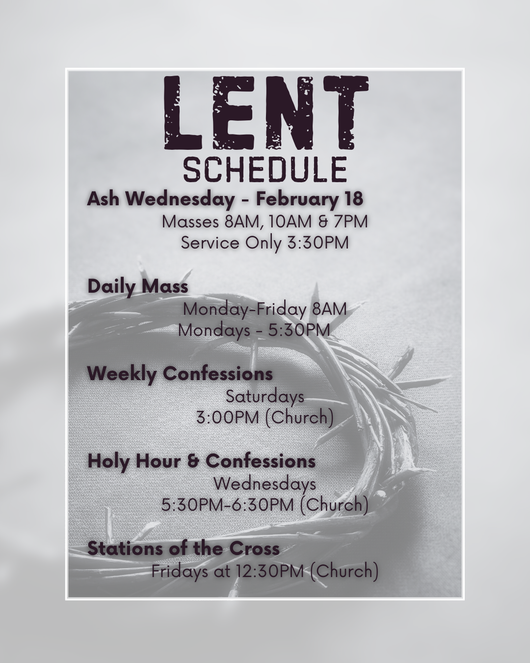 Lent Schedule
