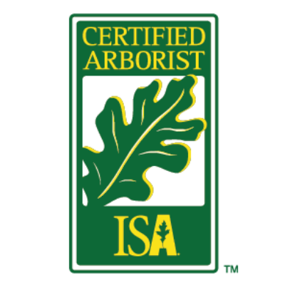 Logo for Certified Arborist ISA with a green oak leaf graphic.