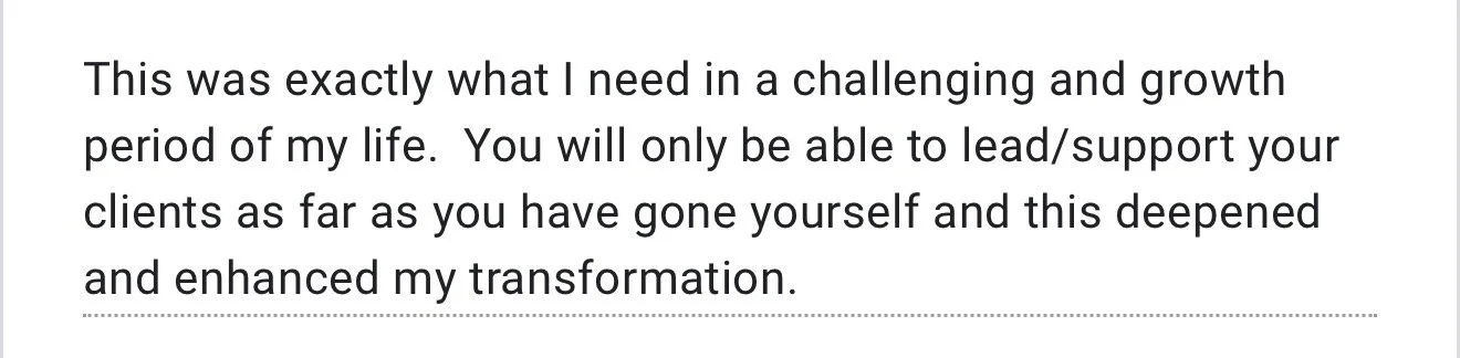 Text excerpt discussing personal growth and transformation, emphasizing the importance of self-development to support clients effectively.