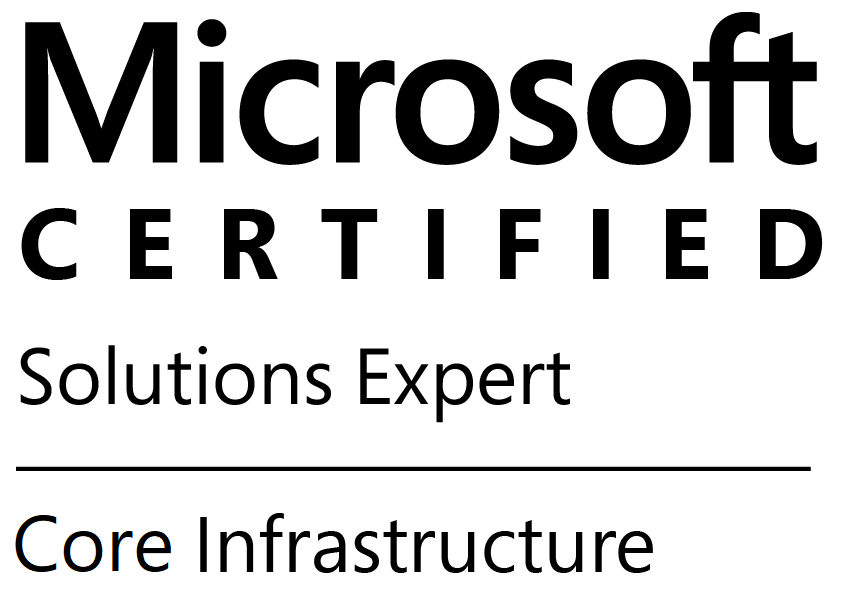 Microsoft Certified Solutions Expert logo with the text "Core Infrastructure" underneath.