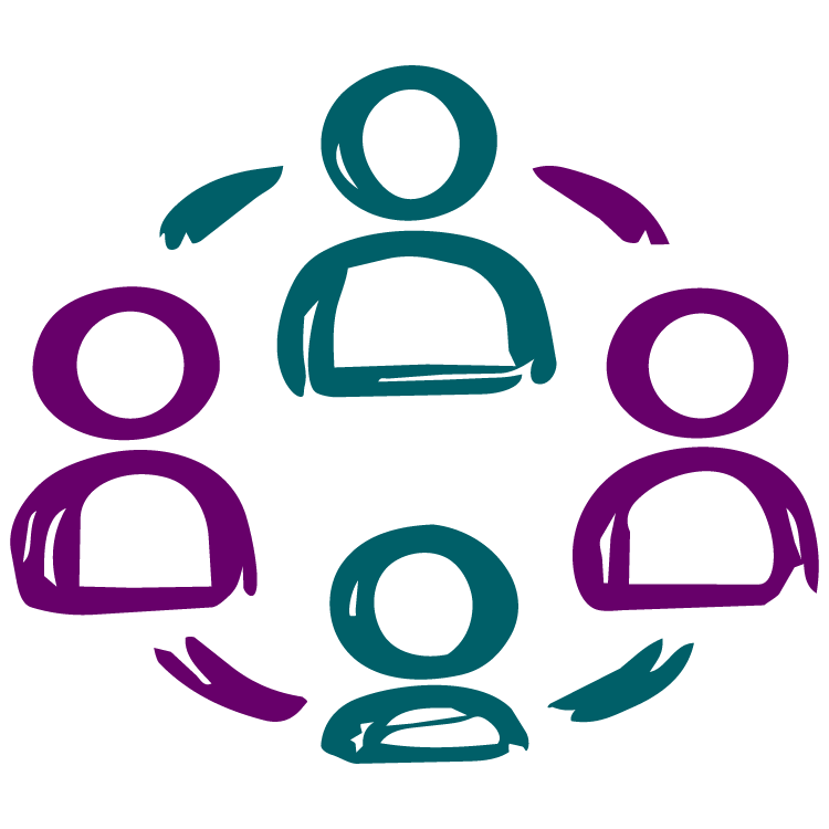 Illustrated icon of people connected in a circle