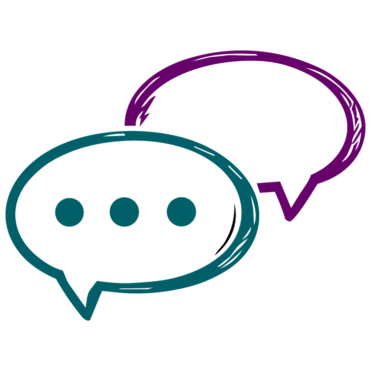 Icon of speech bubbles, one is empty