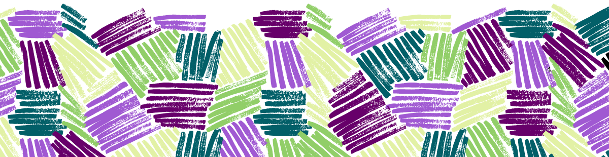 Abstract colorful geometric pattern with shapes in purple, green, teal, and lavender.