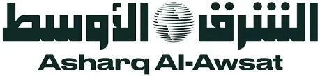 Logo of Asharq Al-Awsat in Arabic and English.