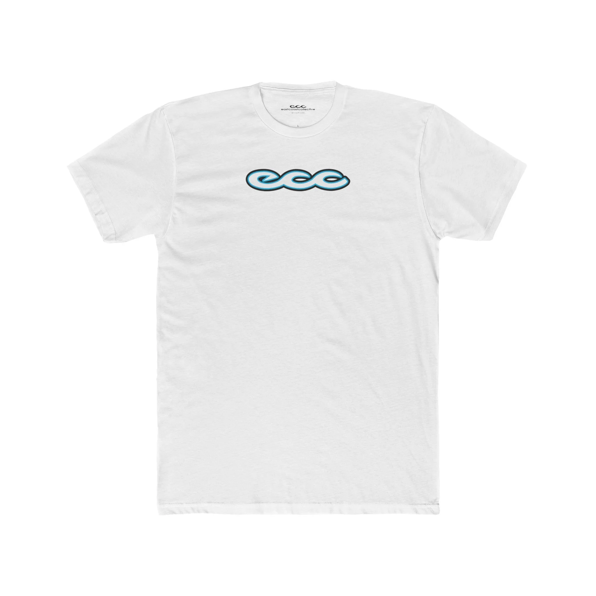 Quad ECC Blue Ocean Wave Graphic T-Shirt-White (Unisex)