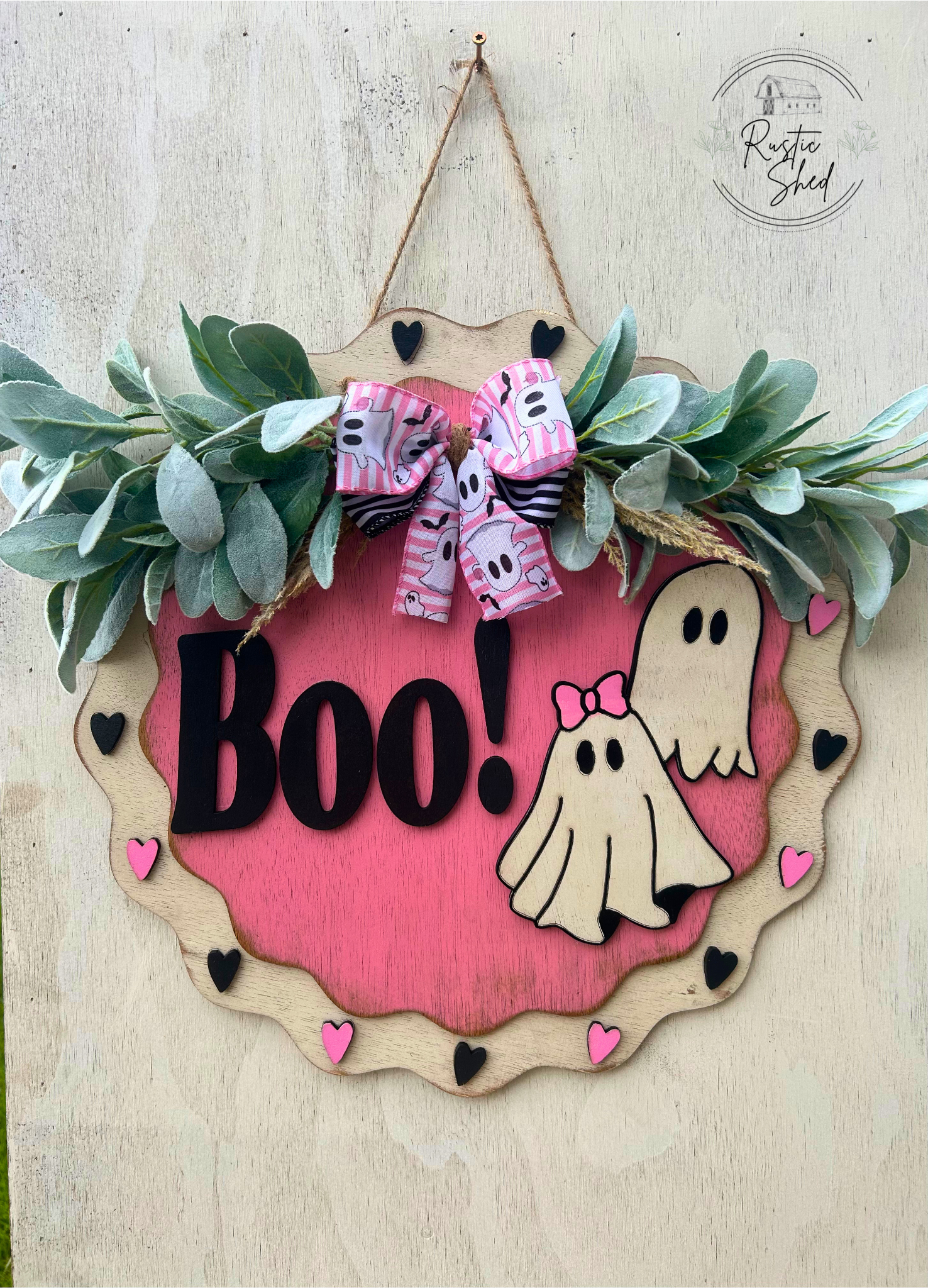 Pretty in Pink- Striped Happy Halloween Porch Set