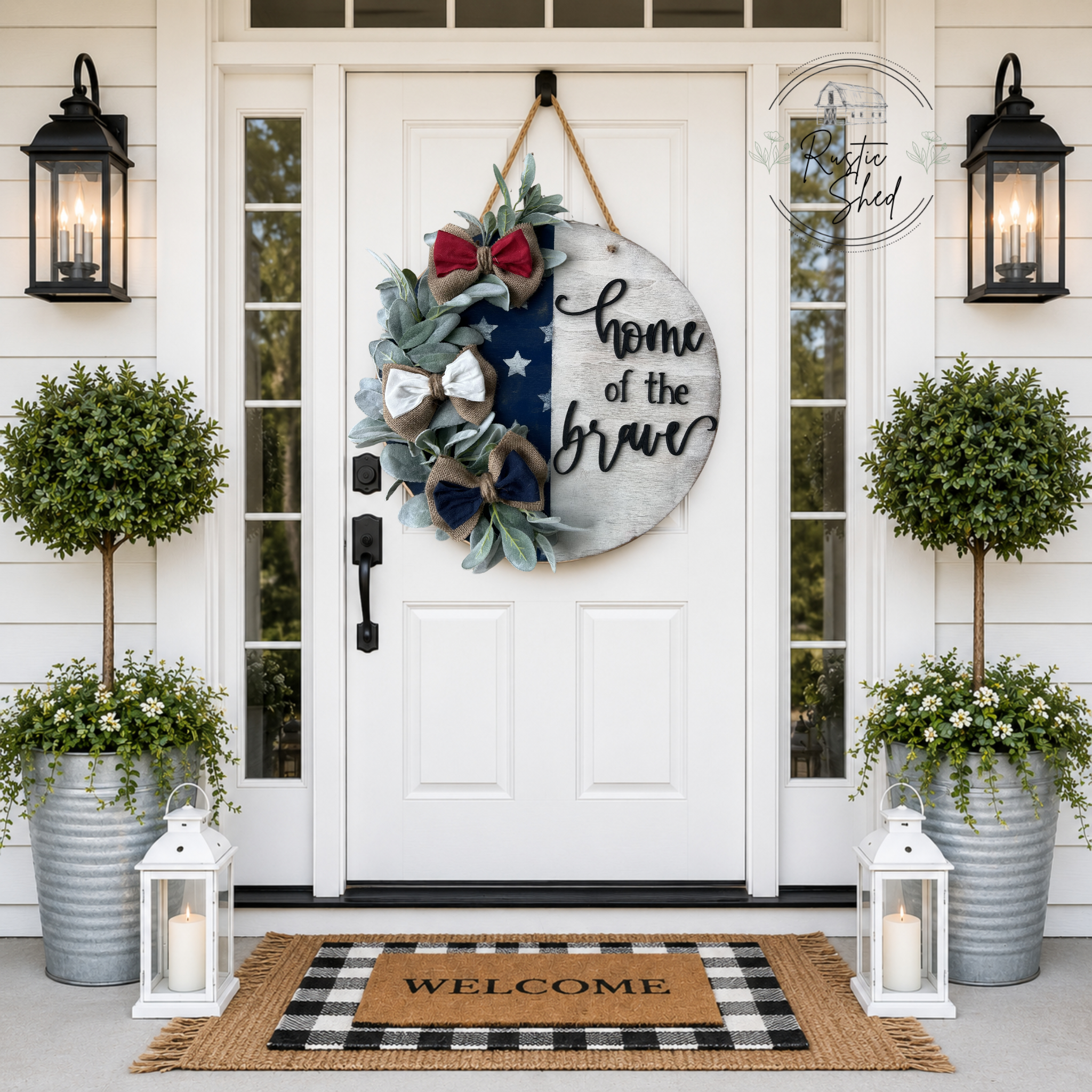 Patriotic 'Home of the Brave' Door Hanger
