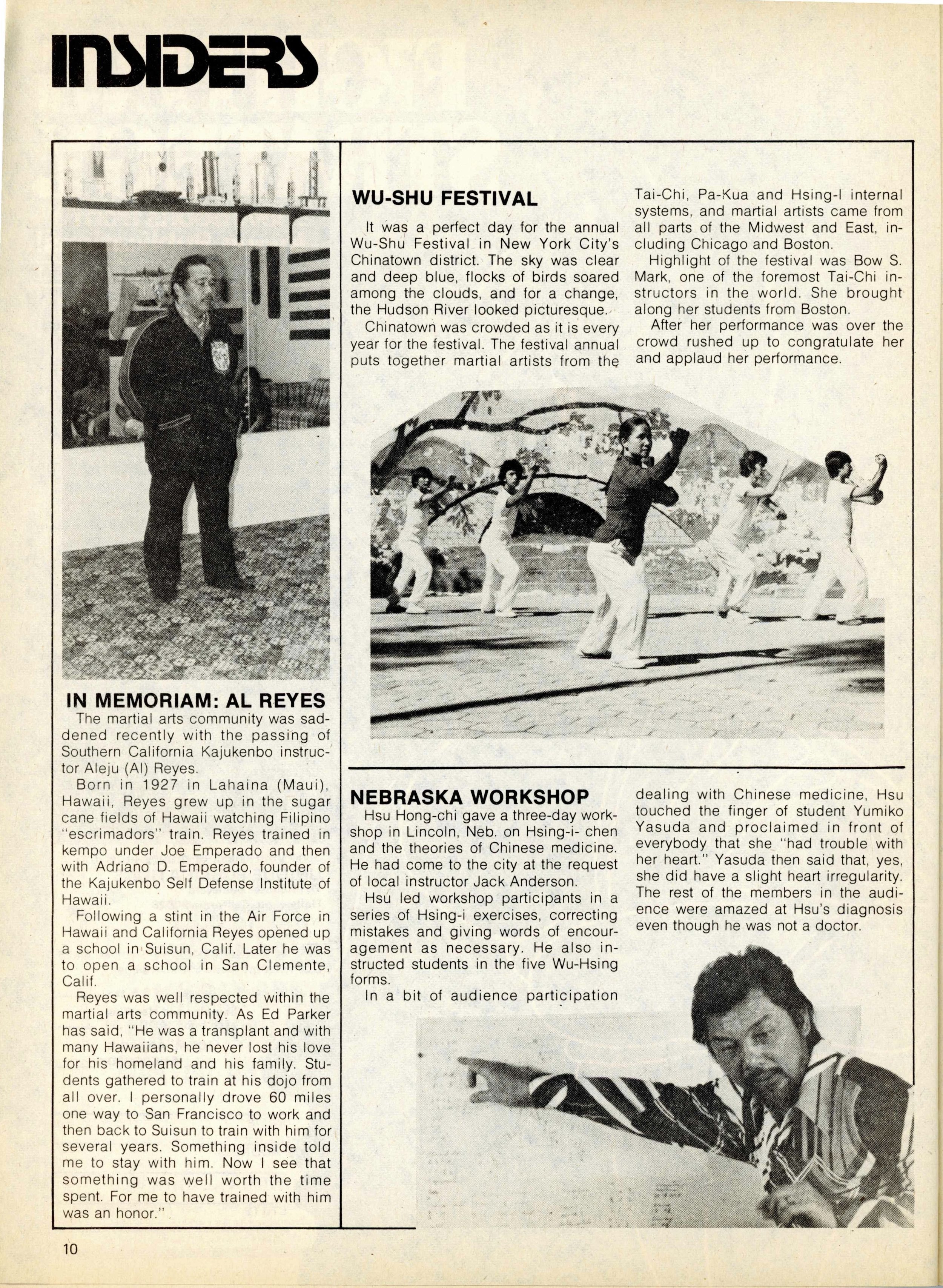 Bow Sim Mark's early appearances featuring her demonstrations of Wushu and Tai Chi