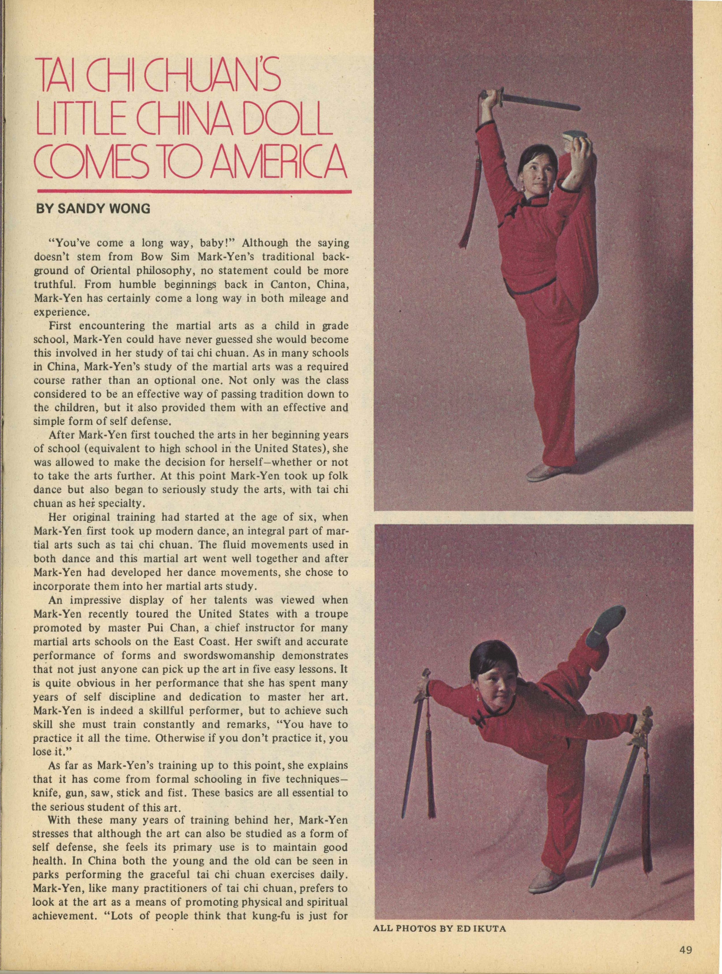 Bow Sim Mark's earliest exposure in media upon arrival to the martial arts scene in America
