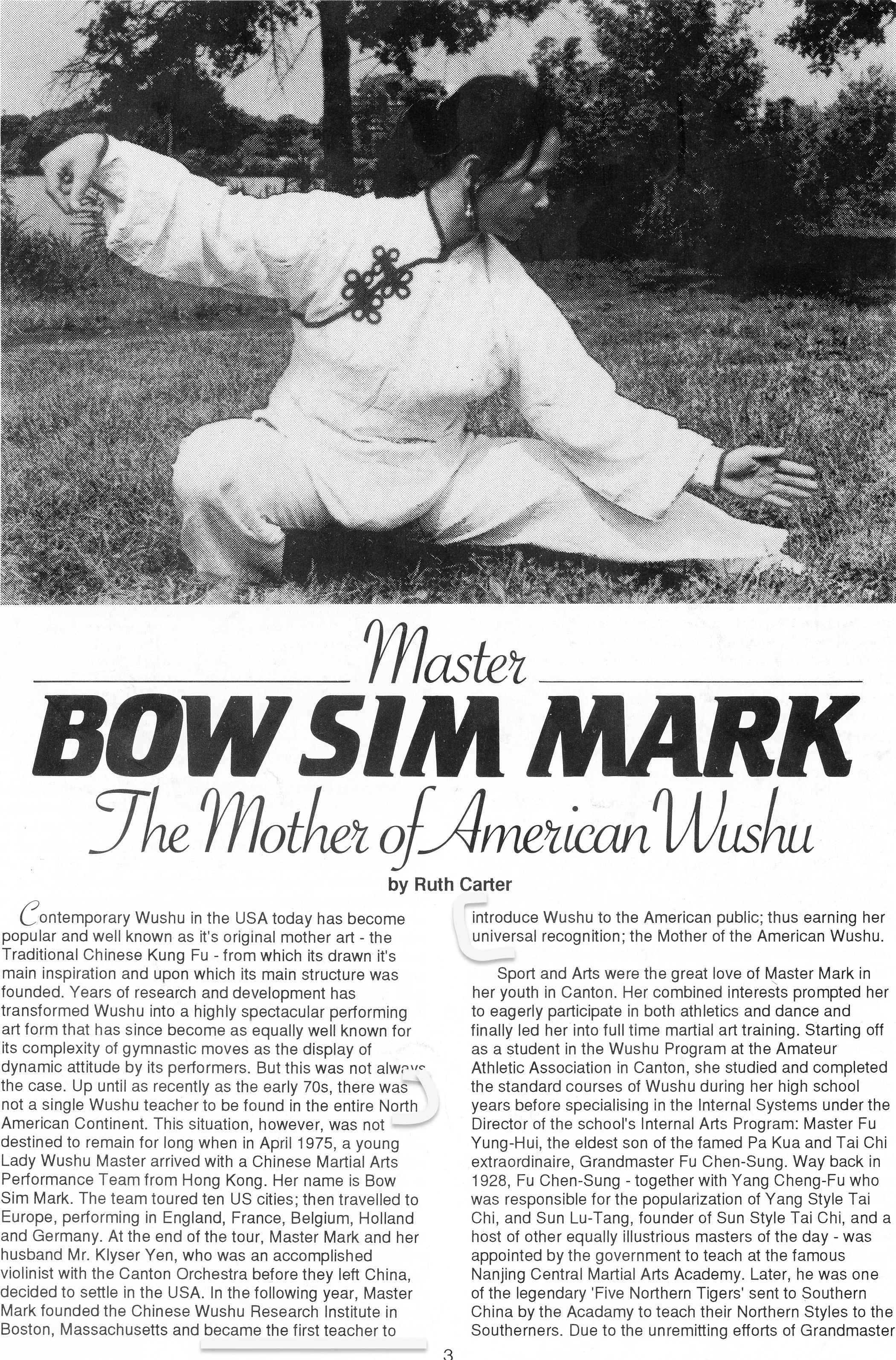 Bow Sim Mark deemed as the "Mother of American Wushu"