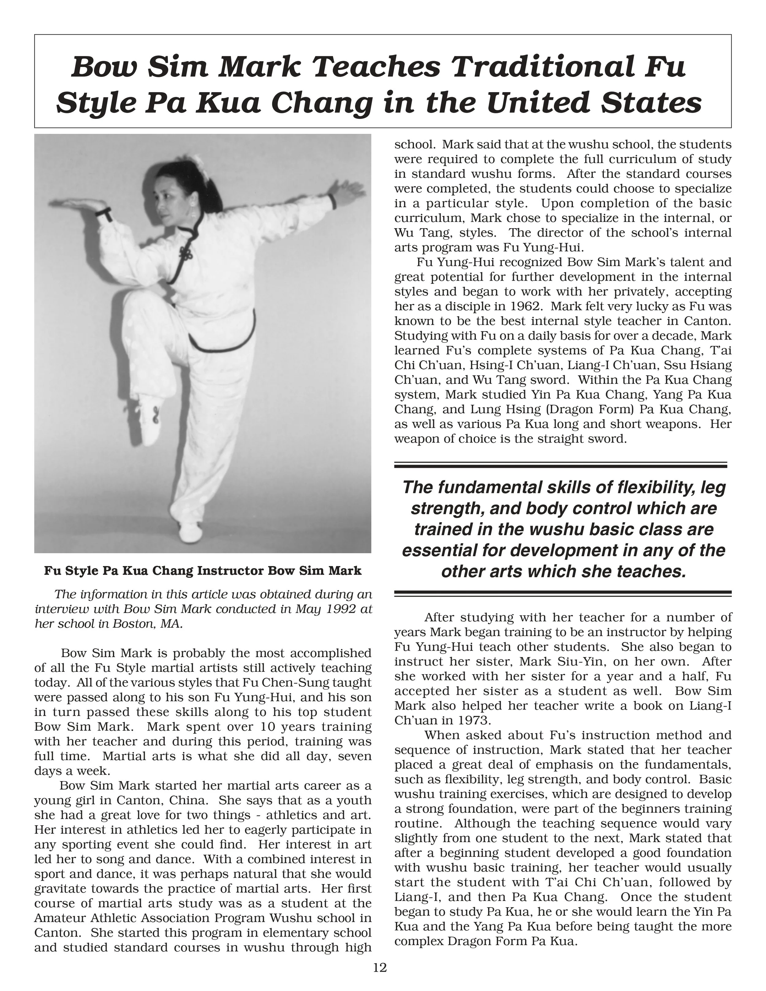 Bow Sim Mark teaches Fu Style Pa Kua Chang in the United States