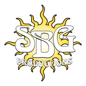 Logo with the letters 'SBC' overlapping a sunburst design, with the word 'PRODUCTIONS' below