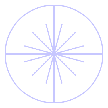 An abstract outline icon with a starburst contained within a circle shape.