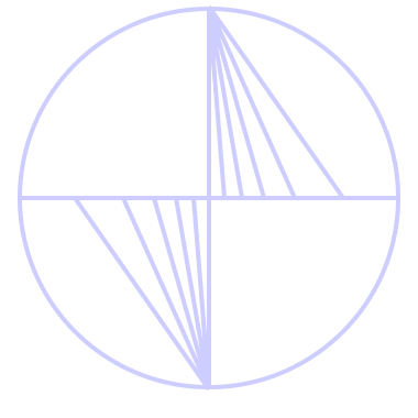 An abstract outline icon with diagonal lines within a circle shape.