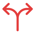 Arrow split into three directions: left, right, and straight ahead