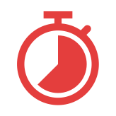 Red stopwatch icon showing around 10:00
