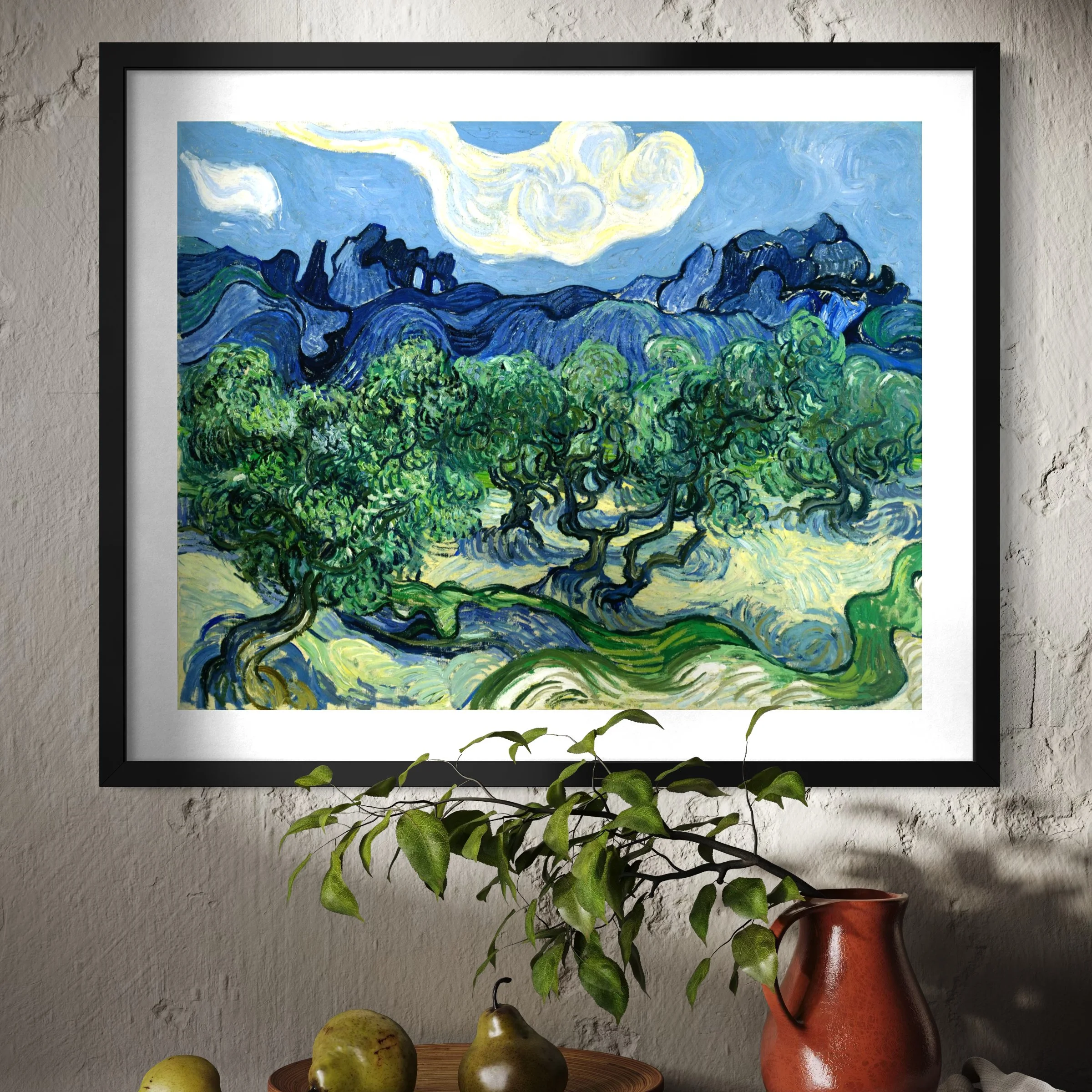 Olive Trees with the Alpilles in the Background by Vincent van Gogh (1889)