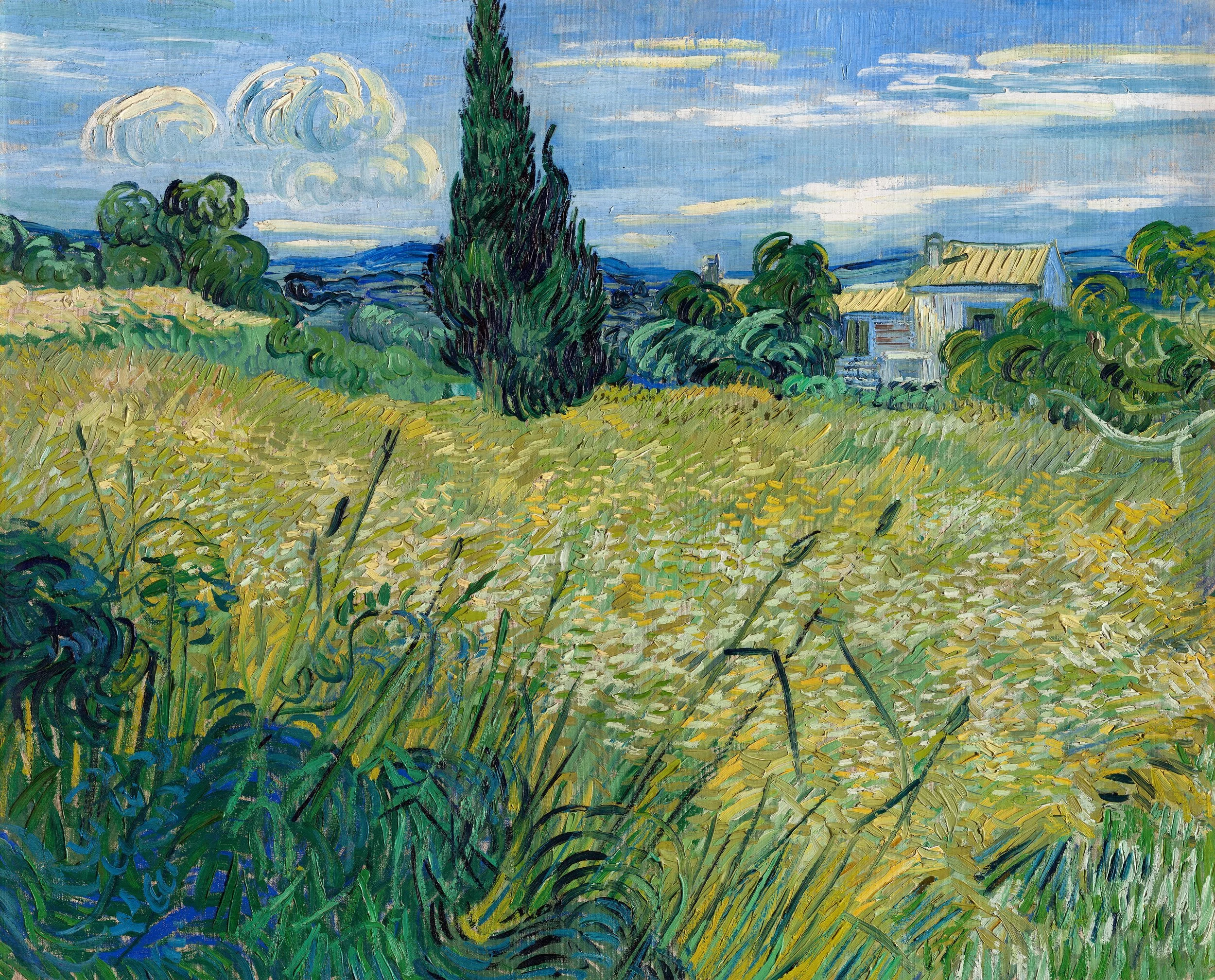 Vincent van Gogh's Green Wheat Field with Cypress (1889).jpg