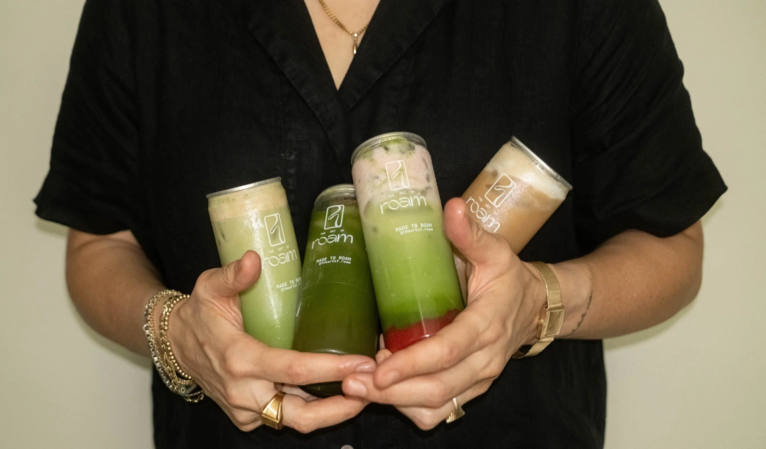 The Art of Roam canned coffee and matcha drinks for Los Angeles events, offices and productions